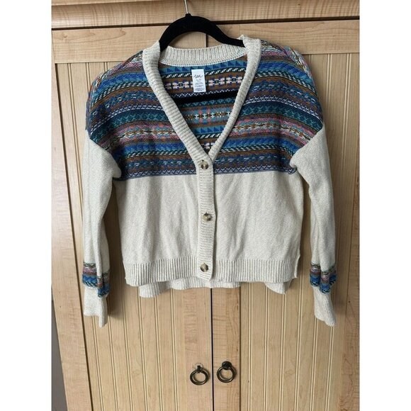 TEA COLLECTION Napal Knit Mixed Print Boho Cardigan Sweater Girls XL 12 / 14 - Picture 4 of 5